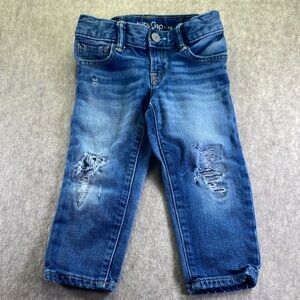 GAP Kids Distressed Skinny Adjustable Waist Blue Jeans Size 2 Years